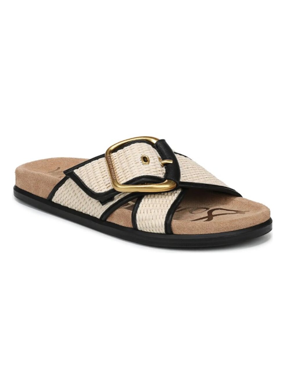 Sam Edelman Darla Crisscross Slide Sandals Linen Black Size 8 M NWT
